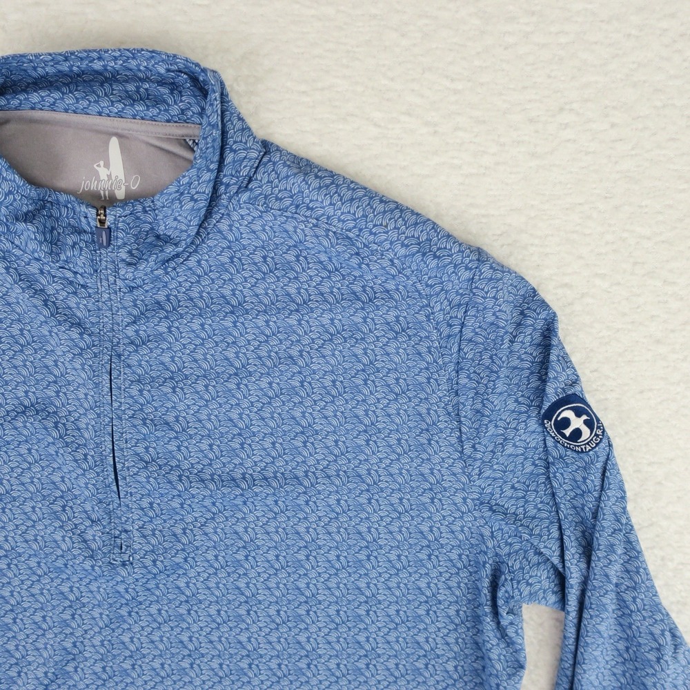 Johnnie-O Golf 1/4 ZipPerformance Sweater Mens Medium Blue‎ Quonochontaug - Picture 2 of 13